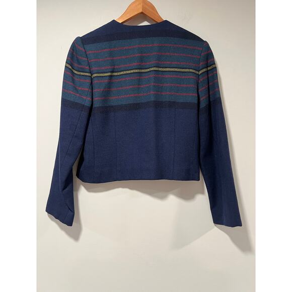 Vintage Young Traditions Business Jacket Navy Blue Red Yellow Stripes Size 6 JL - Picture 6 of 9